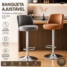Banco Banqueta Alta Balcão com Encosto Altas Com Regulagem Giratórias Bar Balcao Bancada Cozinha