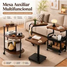 Mesa lateral para sofá,escrivaninha  Carrinho Organizador 3 Andares Durável E Móvel