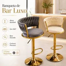 Banco de bar Banco alto minimalista Regulagem e Giratória– Elegância, Conforto e Qualidade Superior