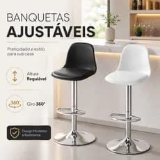 Banqueta Alta Giratória Estofada Banco Bar Altura Ajustável Cozinha Sala Escritório Clínica Salão