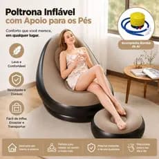 Conjunto Poltrona e Puff Inflável Portátil Descanso Sofá Com Bomba– Conforto Premium, Moderna
