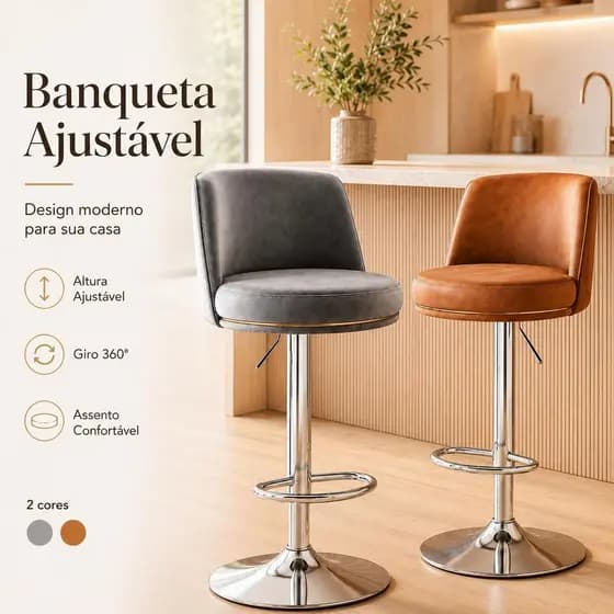 Banquetas Alta Bistrô Bancos Bancada Cozinha Americana Bar Balcão Giratória c/ Regulagem