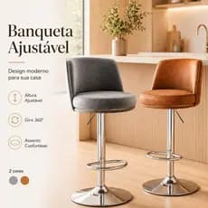 Banquetas Alta Bistrô Bancos Bancada Cozinha Americana Bar Balcão Giratória c/ Regulagem