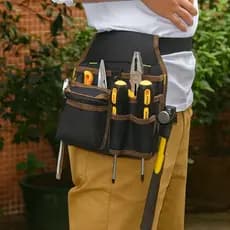 Bolsa Cinto de Ferramentas Eletricista 600D | 7 Bolsos Reforçados Impermeável Multifuncional