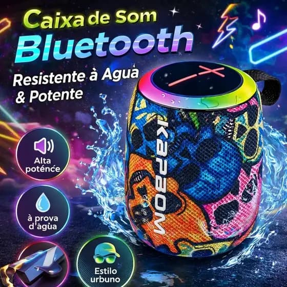 Caixa De Som Caveira 50W Bluetooth RGB Resistente Agua TWS/FM/TF