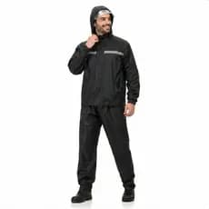 Conjunto Capa de Chuva Motoqueiro Unissex Preta Impermeavel