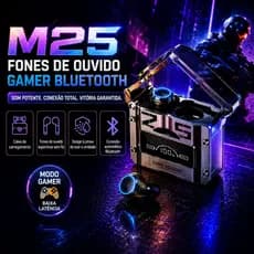 TWS M25 Fone De Ouvido bluetooth 5.3 Sem Fio Resistente a água Stereo Sports Earbuds LED Microphone