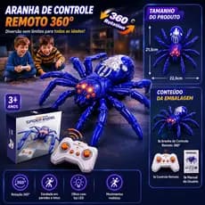 Brinquedo Aranha Escaladora Parede Controle Remoto 360 Graus LED Recarregável Sucção RC Infantil