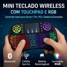 Mini Teclado Wireless LE-7716 | Touchpad, RGB e Bateria Recarregável | 2.4GHz Sem Fio