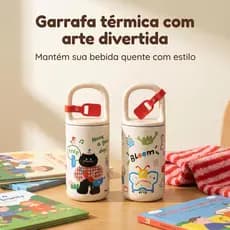 Garrafa Térmica Infantil Desenho Grafite Aço Inox 304 Fancydoor Isolamento a Vácuo 260ml 350ml