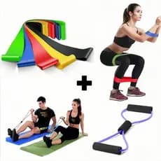 Kit  Elástico de Treino Mini Band + Elástico Tensão Extensor Exercício Treino Funcional Fisioterapia em Casa