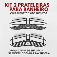 KIT Prateleiras para Banheiro com Suporte e Alto Adesivos – Organizador de Shampoo, Sabonete, Cozinha e Lavanderia