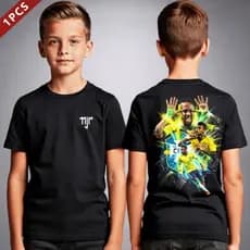 Camiseta Infantil De Algodao Para Menino Estampa Neymar Junior Messi Cr7 Casual Elegante