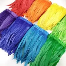 2 Metros De Penas De Galo Coloridas Para Bordado E Artesanato DIY Franja Acessórios De Carnaval S9C5