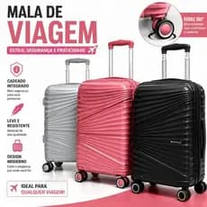 Mala de Bordo ABS Premium Leve 360° com Cadeado e Alça Ajustável Resistente para Viagem Executiva