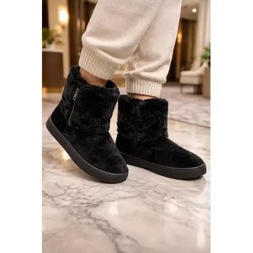 Bota Feminina BlackBoar Forrada Peluciada Quentinha Inverno Cano Curto com Zíper Confortável Antiderrapante