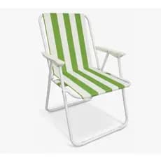 Cadeira de Praia Dobrável Reforçada Aço 120kg Encosto Alto Portátil - Camping Piscina Pesca