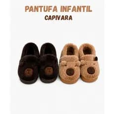Pantufa Infantil Capivara Kawaii Peluciada Macia Quentinha Confortável Antiderrapante Menina Menino