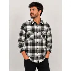 Camisa Xadrez Masculina Soft Flanelada Quentinha Manga Longa com Bolsos Casual Inverno Confortável