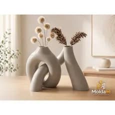 Conjunto de Vasos Decorativo Entrelaçados 17CM Impressão 3D Decoração Premium Moderno Minimalista