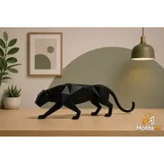 Mini Escultura Pantera Negra Geométrica