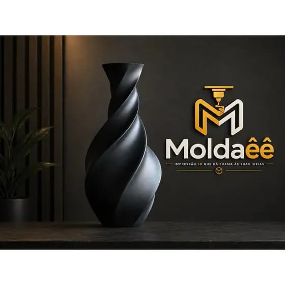 Vaso Moderno em Espiral 3D Preto | Decoração Sofisticada Minimalista Luxo