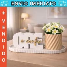 Kit Decorativo “Ore e Confie” com Vaso e Bandeja Fé, Design Moderno Decoração Minimalista