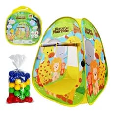 Kit Barraca Cabana Tenda Toca Infantil Floresta Divertida Dobrável + 25 Bolinhas Piscina de Bolinhas