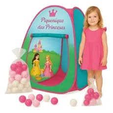 Kit Barraca Cabana Toca Infantil Princesas Menina + 25 Bolinhas Coloridas Piscina de Bolinha