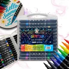 Canetinhas Glitter Touch 24 Canetas Ponta Dupla Com 48 Cores Brilho Gel Desenho Colorir