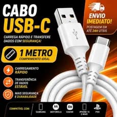 Cabo USB Tipo-C Original 1 Metro Resistente Ps5 Android Iphone 15