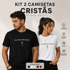 Kit 2 Camisetas Religiosas Tua Graça Me Basta, camiseta feminina, kit camiseta feminina premium