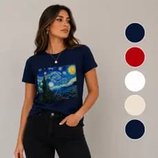 Camiseta Van gogh feminina, camisa feminina,camisa camiseta premium algodao, camiseta preta