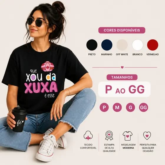 Camiseta Feminina show da xuxa, camisa feminina premium, camiseta algodao