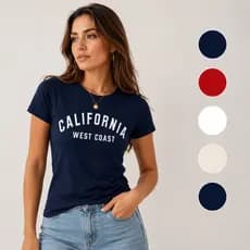Camiseta Feminina California, camisa feminina, camisa camiseta algodao, camiseta preta