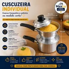 Panela Cuscuzeira Individual em Alumínio Polido Cozimento no Vapor