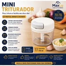 Mini Triturador Manual 170ml Picador de Alho Cebola Legumes Ervas Compacto