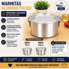 Marmiteira Alumínio Redonda com Tampa e Travas 700ml 1000ml Refeições Marmitas