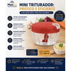 Mini Triturador Manual 500ml Picador de Alho Cebola Legumes Ervas Compacto