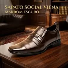 Sapato Social Masculino Viena Marrom Couro Sintético Social Casual Escritório