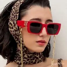 Óculos de sol de estilo urbano de alta qualidade para influenciadoras da moda, armação quadrada retrô feminina com letra