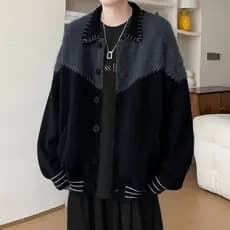 Cor combinando Cardigan camisola masculina outono exterior Wear americano Retro malhas primavera outono estilo preguiços