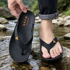 Chinelos masculinos com sola de tendão de carne do Vietnã, sola grossa, chinelos masculinos de borracha, antiderrapante#