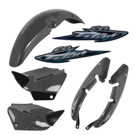 Kit Carenagem Cg Titan 125 Prata 2000 2001 2002 2003 + Adesivos + Evernizado