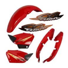 Kit Carenagem Cg Titan 125 Vermelha 2000 2001 2002 2003 2004 + Adesivos + Evernizado