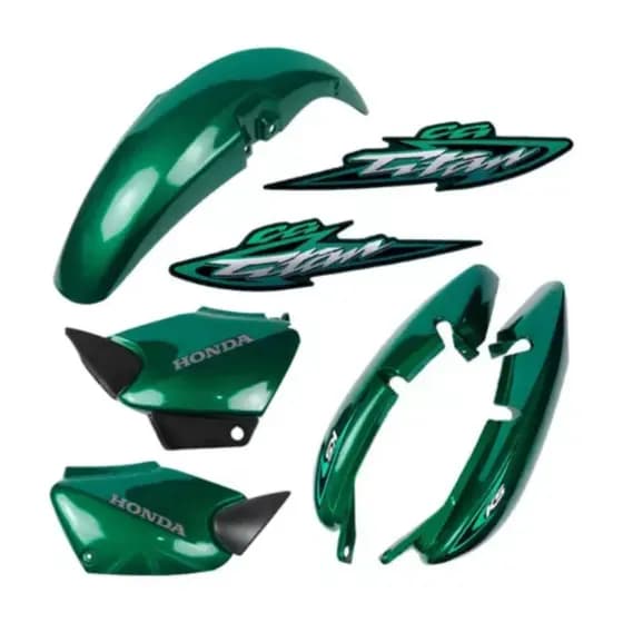 Kit Carenagem Completo Titan 125 Verde 2000 2001 2002 2003 2004 + Adesivos + Evernizado