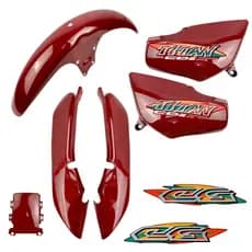 Kit Carenagem Cg Titan 125 Vermelho 1995 1996 1997 1998 1999 + Adesivos + Envernizado