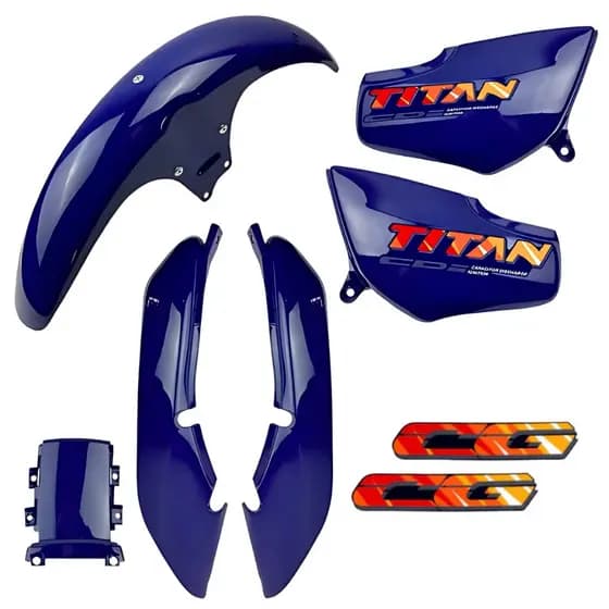 Kit Carenagem Cg Titan 125 Azul 1995 1996 1997 1998 1999 + Adesivos + Evernizado