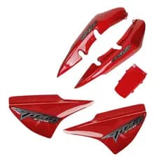 Carenagem Titan 150 Vermelho Tampa Lateral + Rabeta + Adesivos 2004 Até 2008 com brilho