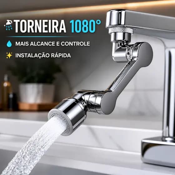 Adaptador Extensor Torneira Rotativa Universal Banheiro Cozinha Lavatório Articulado Giratório 180°